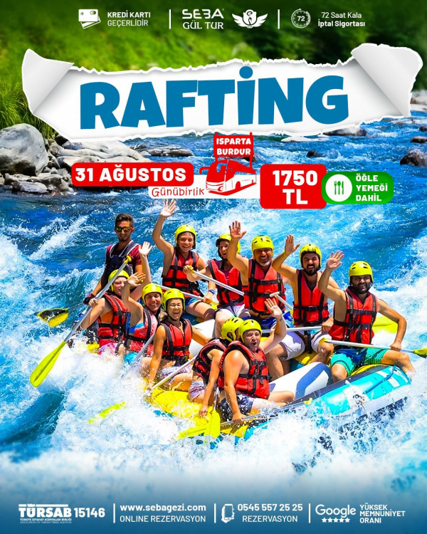 🔹 31 AĞUSTOS – ANTALYA MANAVGAT BEŞKONAK RAFTİNG TURU